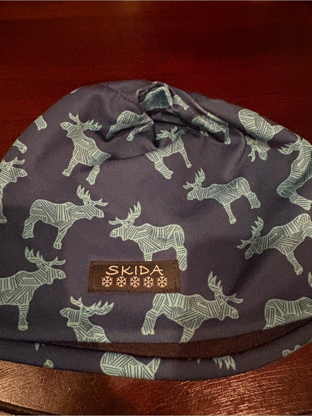 Kids Navy Blue Moose Print Beanie